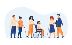 Volunteers,Helping,Disabled,Friends,In,Outdoor,Walking,,Leading,Blind,People Accès à la formation